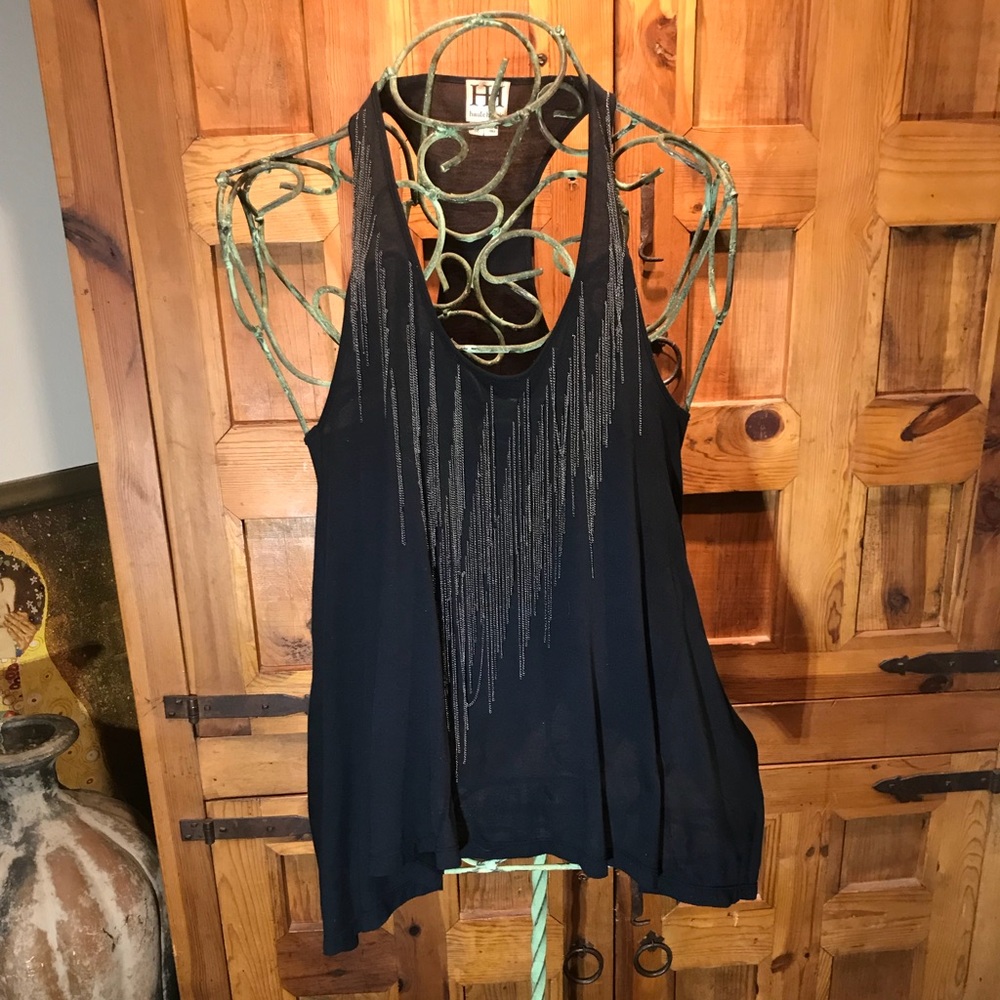 💔HAUTE HIPPIE racer back chain fringe top💔